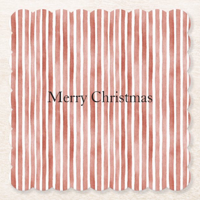 Red White Stripes Christmas Untersetzer (Vorderseite)