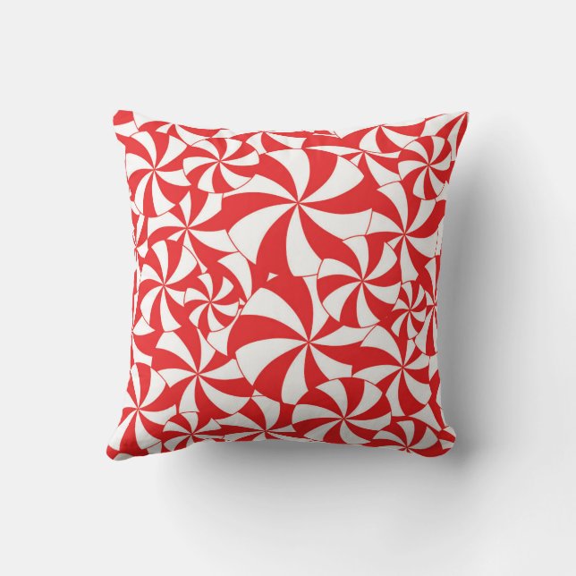 Red & White Stripped Candy Cane Decorative Pillow Kissen (Rückseite)