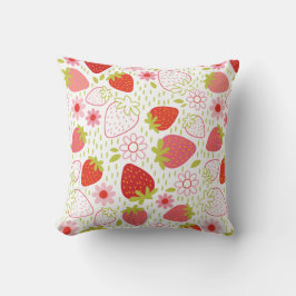 Red White Summer Strawberry Pattern Kissen