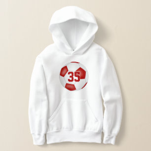 Red White Team Farben Jersey Nummer Fußball Hoodie