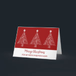 Red White Trees Daughter Frohe Weihnachten Karte<br><div class="desc">Frohe Weihnachten für die Tochter-Karte in modernem Rot mit verzierten Weihnachtsbaumabbildungen.</div>