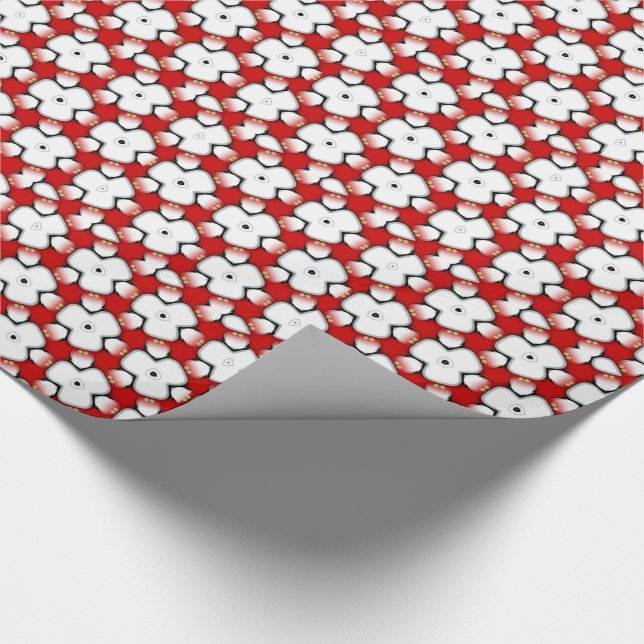 Red White Tri Floral Muster giftwrap Papier Geschenkpapier (Ecke)