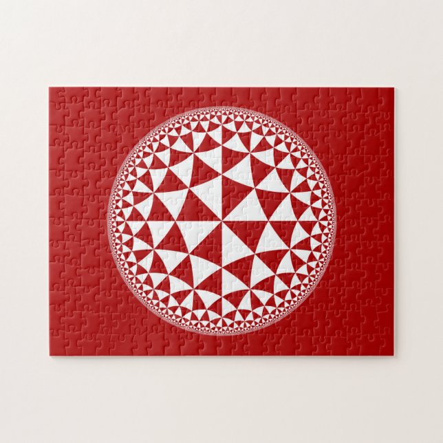 Red & White Triangle gefüllt Mandala Puzzle (Horizontal)