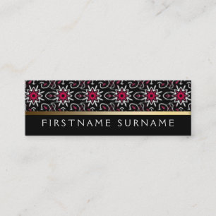 Red White Tribal Muster   Black Mini Biz Cards Visitenkarte