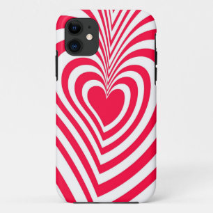 Red White Trippy Hypnotic Herz Liebe Muster Case-Mate iPhone Hülle