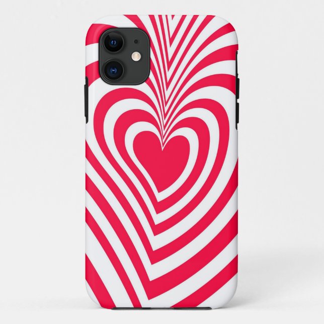 Red White Trippy Hypnotic Herz Liebe Muster Case-Mate iPhone Hülle (Rückseite)