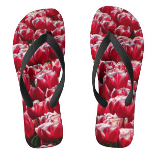 Red White Tulips Muster Flip Flops