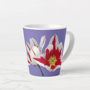 Red White Tulips Nah Up Lilac Latte Tasse