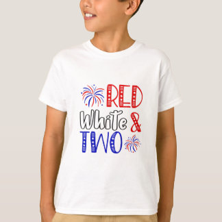 Red White & Two 2. Geburtstag 4. Juli T-Shirt