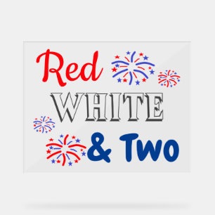 Red White & Two 2. Geburtstag Acrylschild