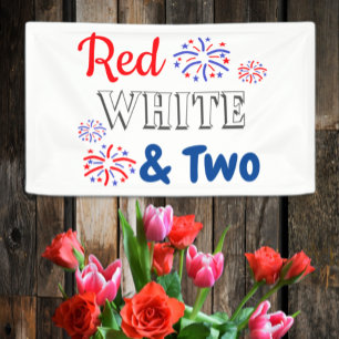 Red White & Two 2. Geburtstag Banner