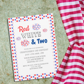 Red White & Two 2. Geburtstag Einladung