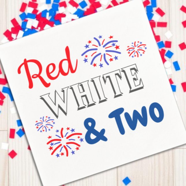 Red White & Two 2. Geburtstag Serviette (Von Creator hochgeladen)