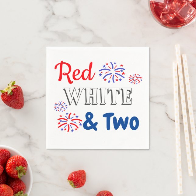 Red White & Two 2. Geburtstag Serviette (Beispiel)