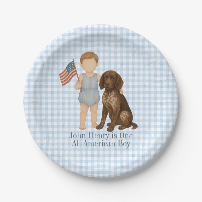 Red White Two - One All American Boy Paper Plates Pappteller (Vorderseite)