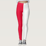 Red White Two Tone Split Halbdesign Leggings<br><div class="desc">Rot und Weiß Zweifarbige,  halbseitig gespaltene Leggings. #colorsplit #leggins #colorsplitegins #twotoneleggins</div>