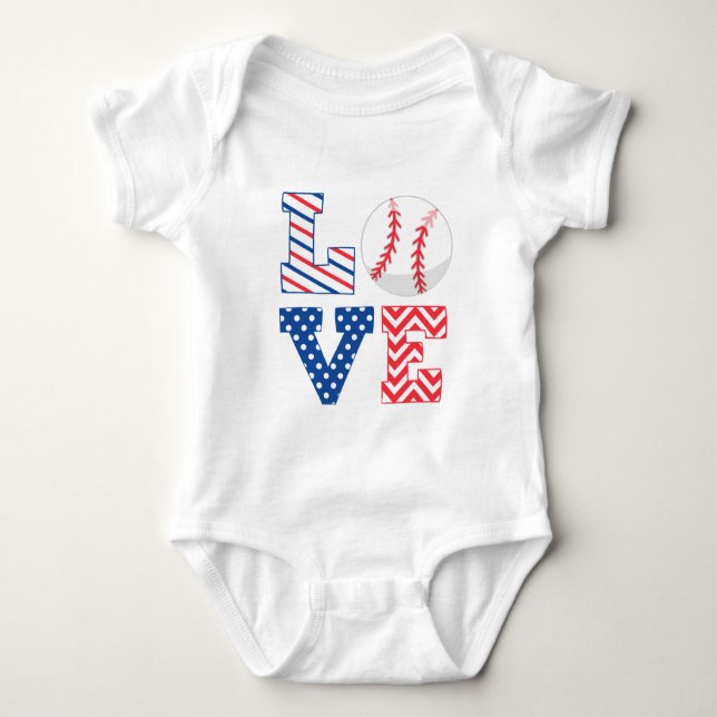 Red White und Blue Baseball Baby Strampler (Vorderseite)