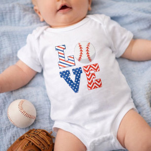 Red White und Blue Baseball Baby Strampler