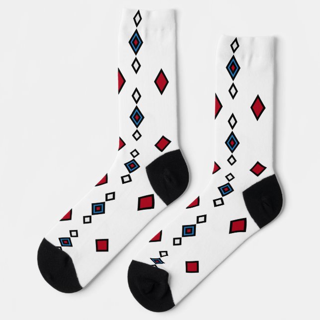 Red White und Blue Geometric Socken (Linkes Detail)