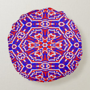 Red, White und Blue Geometrics Rundes Kissen
