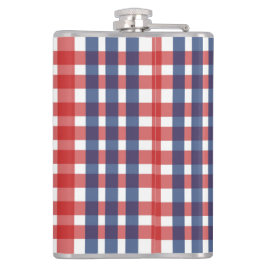 Red White und Blue Gingham Kariert Flachmann