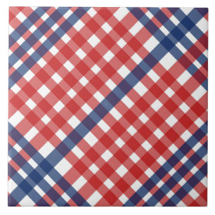 Red White und Blue Gingham Kariert Fliese