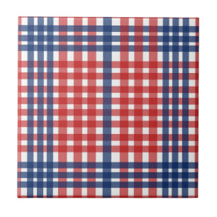 Red White und Blue Gingham Kariert Fliese