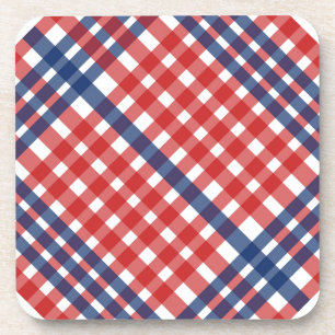 Red White und Blue Gingham Kariert Getränkeuntersetzer