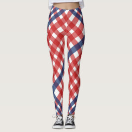 Red White und Blue Gingham Kariert Leggings