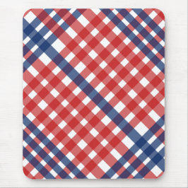 Red White und Blue Gingham Kariert Mousepad