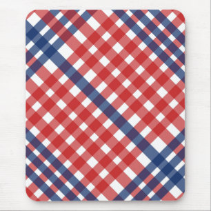 Red White und Blue Gingham Kariert Mousepad