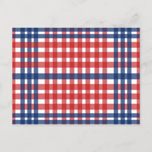 Red White und Blue Gingham Kariert Postkarte