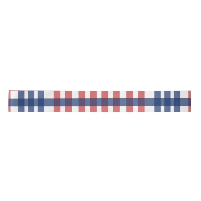 Red White und Blue Gingham Kariert Satinband (Vorderseite)