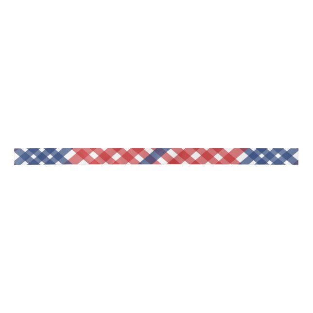Red White und Blue Gingham Kariert Satinband (Vorderseite)