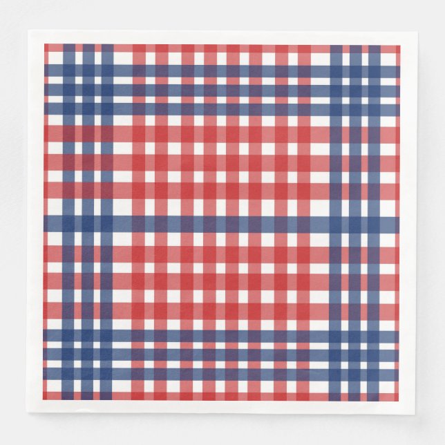 Red White und Blue Gingham Kariert Serviette (Vorderseite)