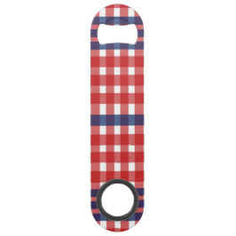 Red White und Blue Gingham Kariert Speed Flaschenöffner