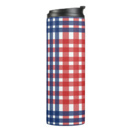 Red White und Blue Gingham Kariert Thermosbecher