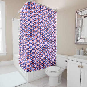 Red White und Blue hexagon Muster Duschvorhang