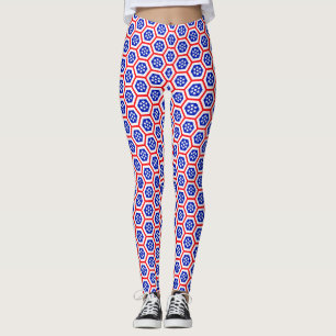 Red White und Blue hexagon Muster Leggings