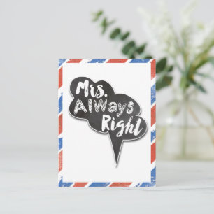 Red White und Blue Mrs. Always right Postkarte