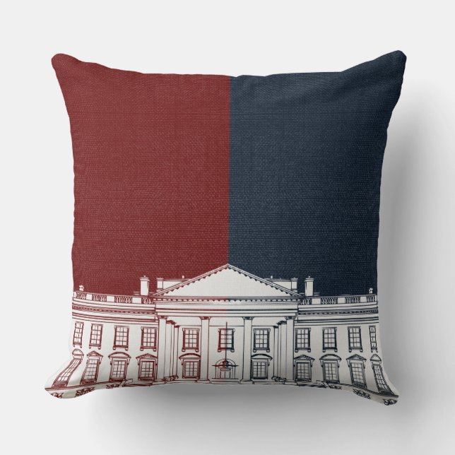 Red White und Blue Washington DC Whitehouse Kissen (Vorderseite)