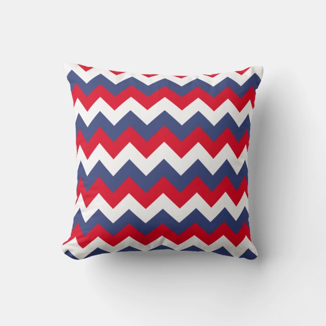 Red White und Blue Zigzag Kissen (Vorderseite)