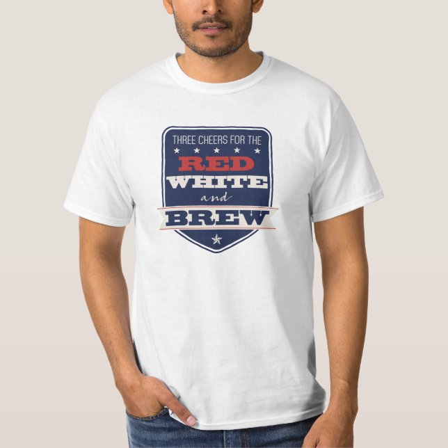 Red White und Brew Patriotic | 4. Juli T-Shirt (Vorderseite)