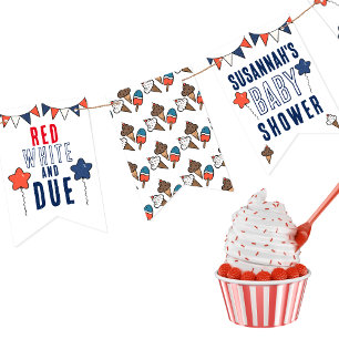Red White und Due 4. Juli Baby Dusche Wimpelkette