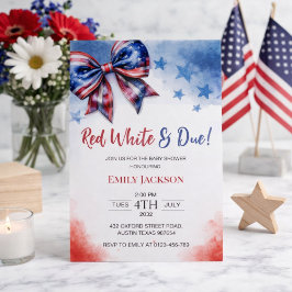 Red White und Due 4. Juli Bow Baby Dusche Einladung
