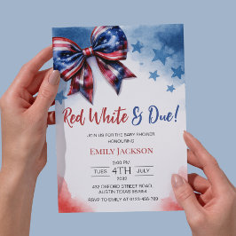 Red White und Due 4. Juli Bow Baby Dusche Einladung