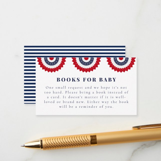 Red White und Due Baby Duschkarte Begleitkarte (Vorderseite/Rückseite Beispiel)