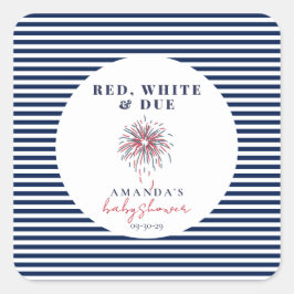 Red White und Due Patriotic Baby Dusche Quadratischer Aufkleber