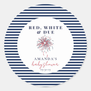 Red White und Due Patriotic Baby Dusche Runder Aufkleber