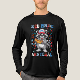Red White und Feral Raccoon Niedlich 4. Juli Tri-Blend Shirt